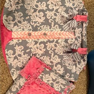 Infant car seat cover and matching blanket